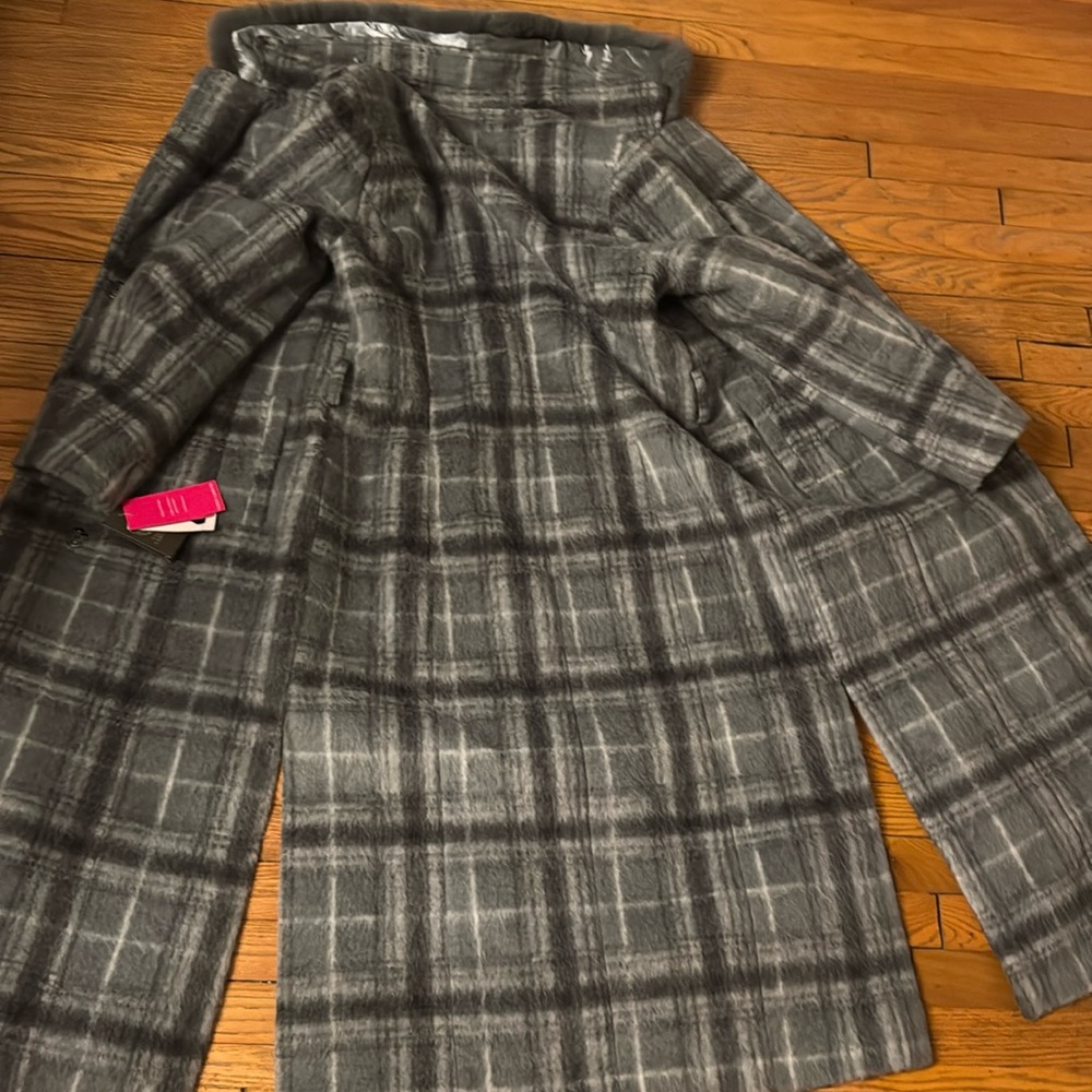 NWT - Vince Camuto Coat blue/graySize M Women's with Faux Fur detachable Collar - Picture 6 of 7